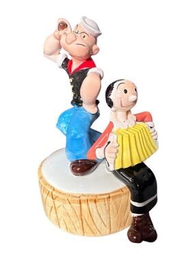 Vintage 1980 King Features Syndicate Popeye & Olive Oil Musical Ceramic Figure